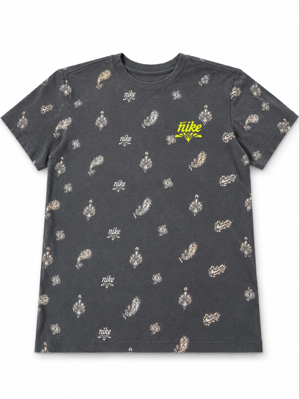 Nike Paisley Bandana Graphic Tee Men’s Large Charcoal Gray Streetwear Shirt
